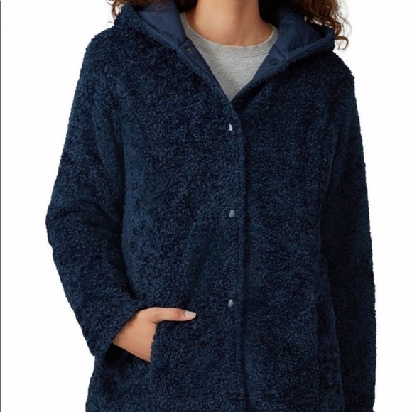Halogen navy blue reversible hooded teddy bear jacket size XL NWT - Picture 2 of 12
